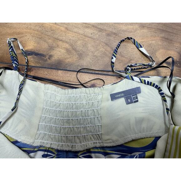 Vince Womens Silk Floral Print Spaghetti Strap Camisole Blouse Top Green Size 6 - Picture 6 of 9